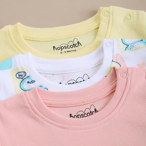 Hopscotch Baby Girls Animal Print Short Sleeves Multicolor Tees For Ages (6-9 Months)