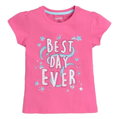 Hopscotch Girls Cotton Printed All-Over Print T-Shirts - Pack of 5 In Multi Color for Ages 7-8 Years