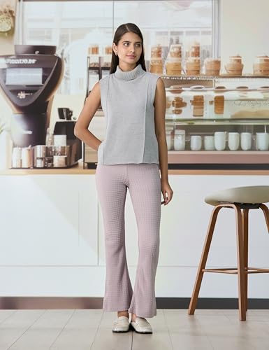 ONLY Women Textured Flared Casual Lavender Pants