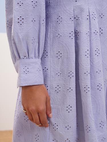 Vishudh Women Long Sleeve Round Neck Dress VVa1000084 Purple M