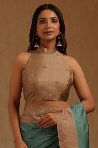 Soch Womens Sap Green Tussar Woven Design Saree