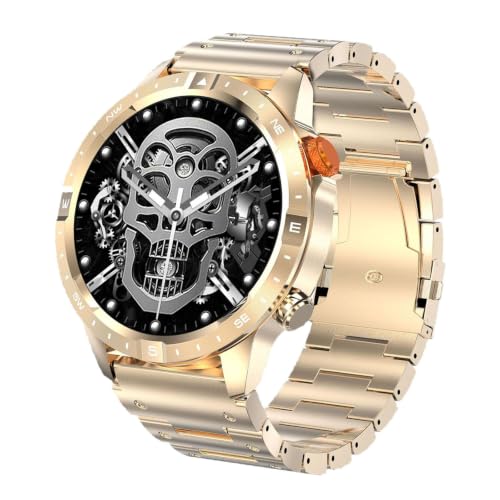 URJIX® Smart Watch 1.43-inch Screen Display Wrist Watch for Running Cycling Student Gold Steel Strap