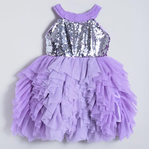 Hopscotch Girls Purple Sleeveless Sequin Embellished Dress for Age (2-3 Years)