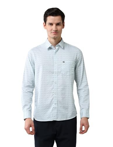 Arrow Sports Men's Geometric Slim Fit Shirt (ASAJSH1779_Light Blue