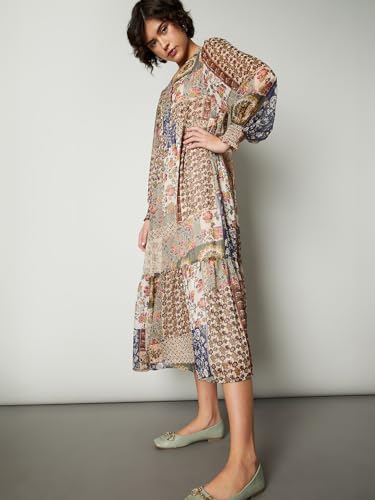 Max Women's Polyester Classic Midi Casual Dress (C24WCTFSWD323_Green