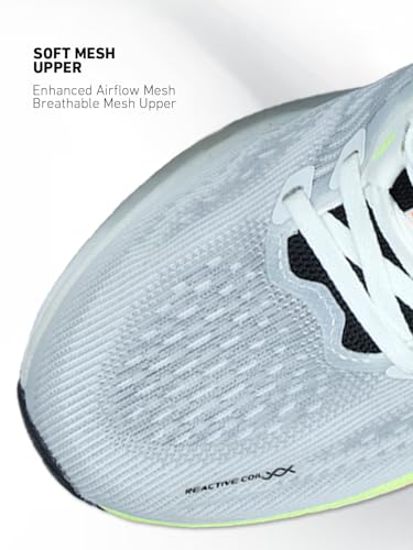 XTEP Mens Precision Hole Cushioning I Multi Grained Traction I Breathable Mesh I ACE + Reactive Coil Dual Tech Running Shoe I White/Black/Green