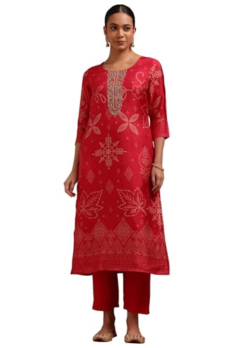 Soch Women's Russian Silk Kurta Set (SMUA5KS1026_Red