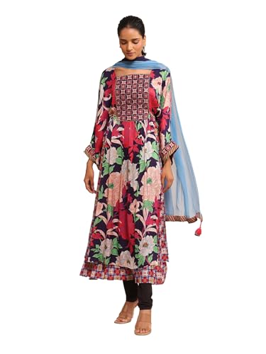 Ritu Kumar Blue Floral Print Kurta With Legging And Dupatta
