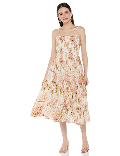 BIBA Women Printed Tired_Dress Mix and Match(Casual DRESSES2478_Off White_42)