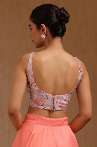 Soch Womens Pink Art Silk Floral Print Padded Blouse