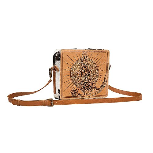 Western Leather Purse Bag for Women - Upcycled Canvas Hand-Tooled Shoulder Bag, Skylar