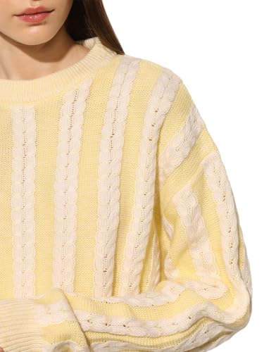 ONLY Women's Acrylic Round Neck Pullover Sweater (9005676- Sunlight