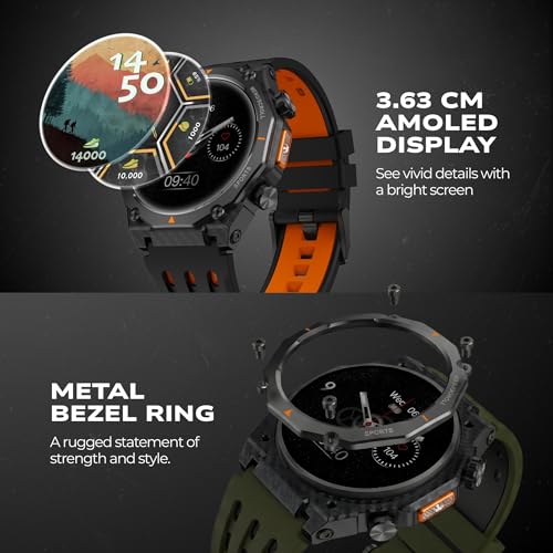 Fastrack Xtreme Adventure Smartwatch with 1.43” AMOLED Display, Dual Push Button, GPS, ABC, 1ATM, Inbuilt Torch, 100+ Multisports, Dual Tone Strap, BT Calling, HRM, SpO2 & Multiple Menu Styles - Green