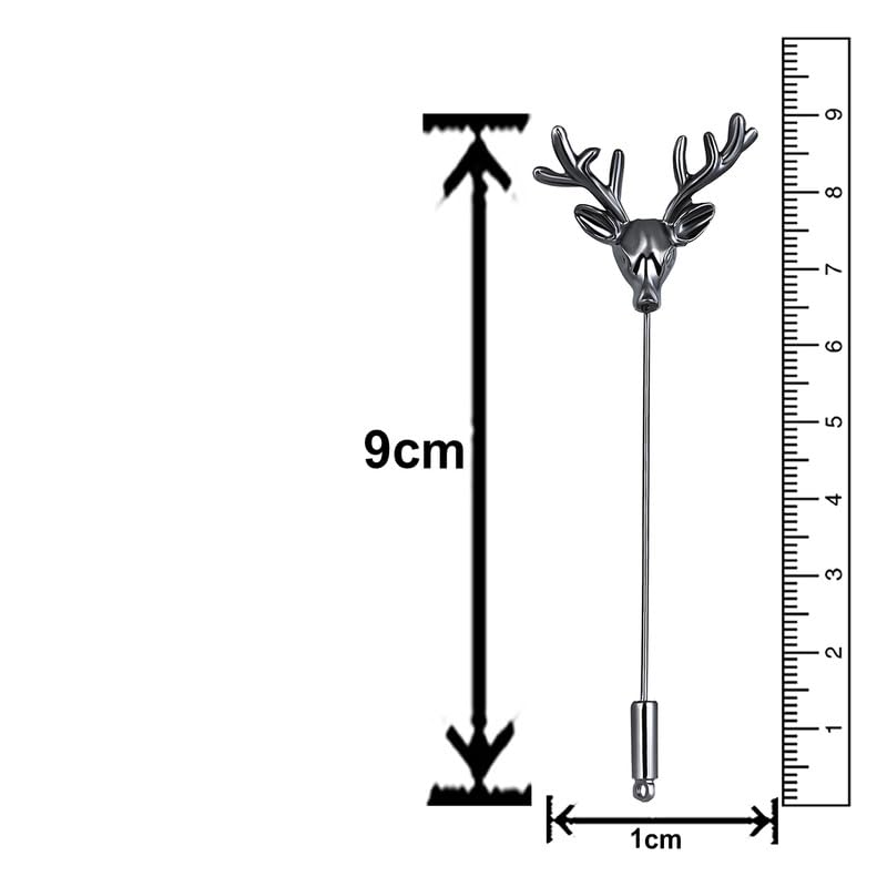 Mahi Black Gun Metal Plated Deer Shaped Lapel Pin Wedding Brooch Suit Accessory for Mens (BP1101148B)