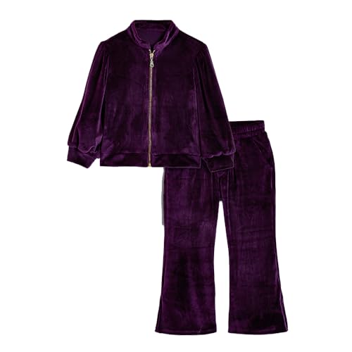 Hopscotch Girls Full Sleeves Purple 2-Pc Textured Pants Set For Age (6-7 Years)
