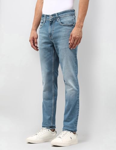 U.S. Polo Assn. Denim Co. Men's Brandon Slim Tapered Fit Blue Jeans (UDJEN1822_Med Blue_36)