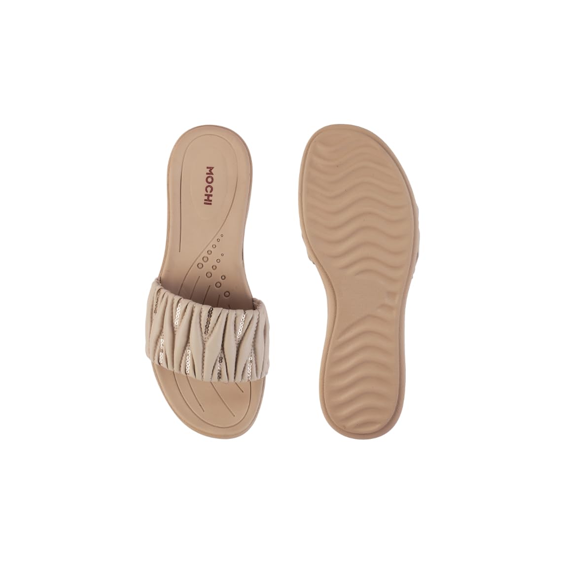 Mochi Women Beige Wedge Heel Fashion Slip-on Sandal UK/7 EU/40 (41-289)