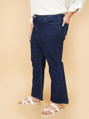 Max Women Washed Flared Jeans(Blue_42,)