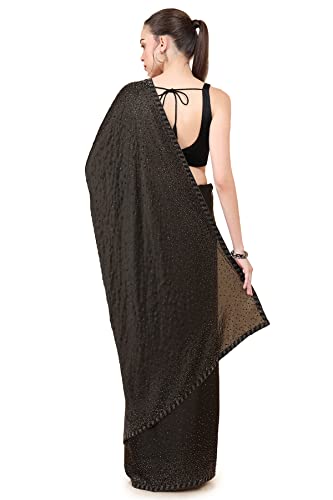 Soch Women Green Pure Crepe Checkered Saree