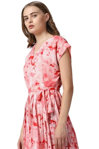 Van Heusen Women's Polyester Modern Knee-Length Dress (VWDRURGFW15070_Pink