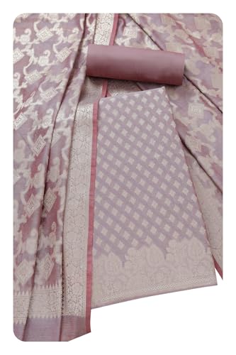 Soch Womens Lavender Chanderi Zari Woven Unstitched Dress Material With Zari Woven