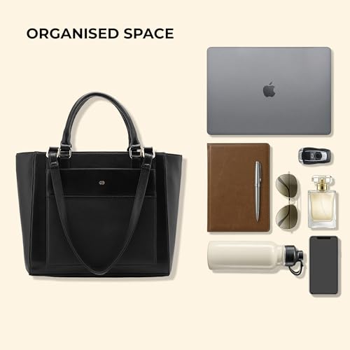 Symbol Premium Women's Tote Hand Bag crafted from Imported PU | Stylish | Office Use - 14" Laptop (SP-SS25-CARL-BAG-03_Black_Free Size)