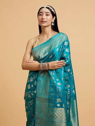 MOHEY Women's Art Silk Weave Saree(Rama Green)