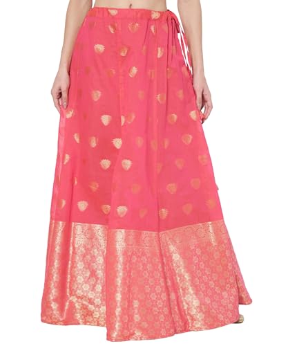studio rasa Women's Chanderi Zari Woven Kalidaar Skirt for Wedding Festive (SKTC62415S_Pink_Small)