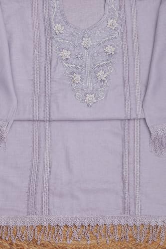 Soch Womens Lavender Linen Solid Unstitch Dress Material With Corsage