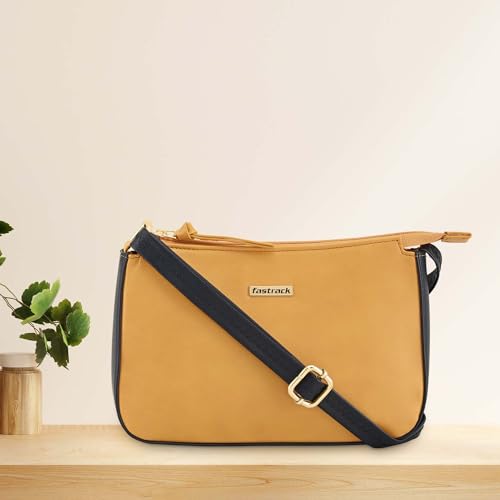 Mustard Sling Bag for Women | Chic Crossbody with Contrast Accents, Adjustable Strap & Quick-Access Pocket | Stylish Faux Leather Sling for Daily Use & Casual Outings
