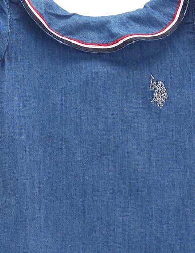 U.S. POLO ASSN. Kids Regular fit Girls Cotton Sleeveless Round Neck Tops (UGTOP0181_Blue_11-12Y)