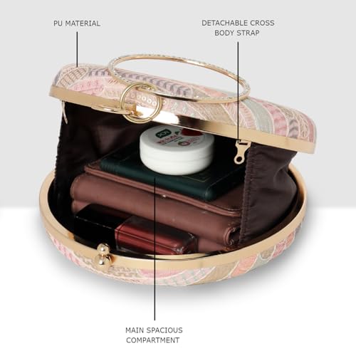 ESBEDA Blush Pastel Weave Clutch For Womens