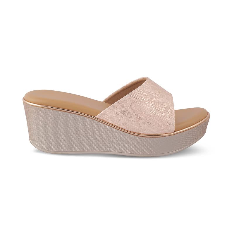 tresmode 239-SAMANTHA CHAMPAGN Women Dress Wedge Sandals EU/38 UK/5