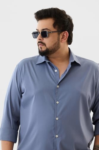 SNITCH Men Casual Blue Shirt | Regular Fit Full Sleeve Point Collar Solid Design | Premium Polyester Blend & Wrinkle-Resistant Fabric for Office & Everyday Wear