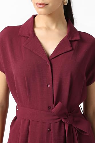Women Maroon Solid Casual Dress