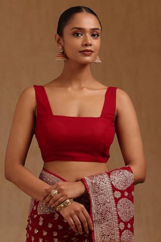 Soch Womens Magenta Georgette Embroidered Saree With Stone Work