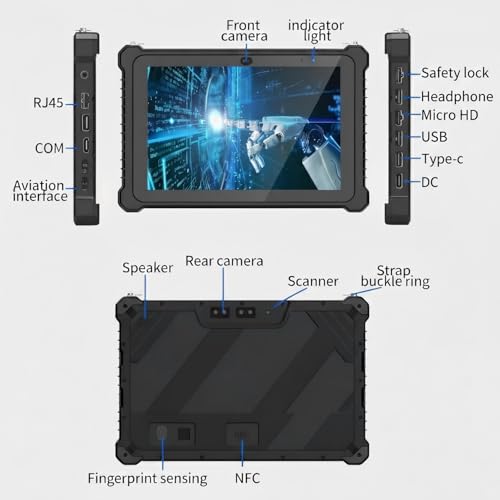 Tokigns Rugged Tablet, 10.1 inch Windows 11 Pro Tablet, 8GB+256GB, Celeron N5100, IP67 Waterproof& Drop-Proof, 8000mAh, Industrial Outdoor Work PC w/ 8MP+5MP Camera, Fingerprint, 1D/2D Scanner