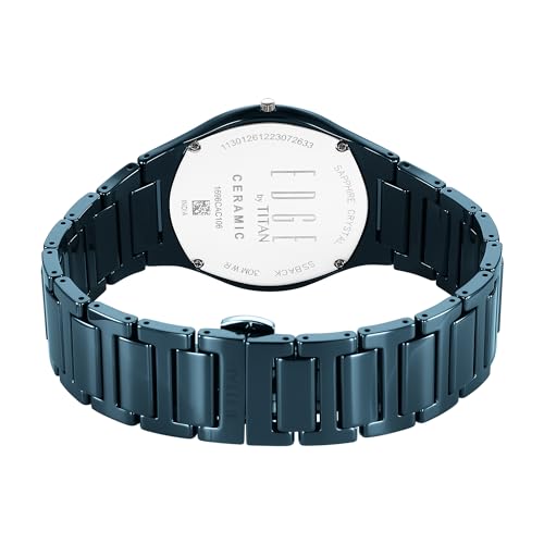 EDGE Titan Ceramic Dress with Diamonds Quartz Analog Blue Dial Blue Ceramic Strap Watch for Men - NT1696QC09