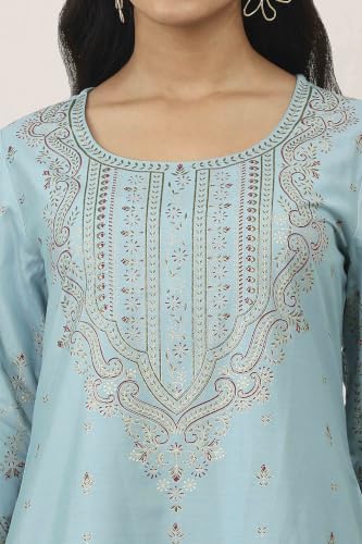 Rangriti Viscose Polyester Printed Straight Festive Kurta With Salwar And Dupatta