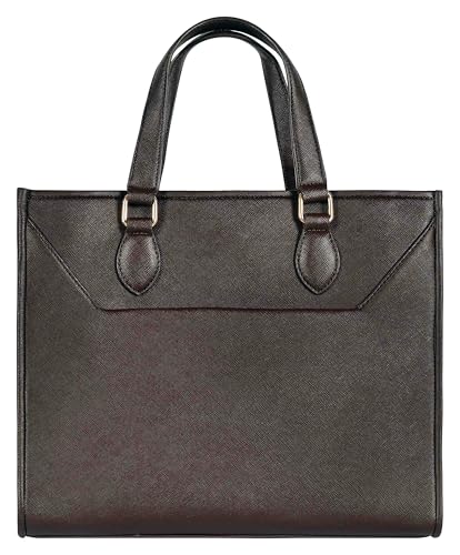 eske Sofia Tote Bag, Vegan Leather, Detachable Sling Strap, Textured Pattern (Brown)