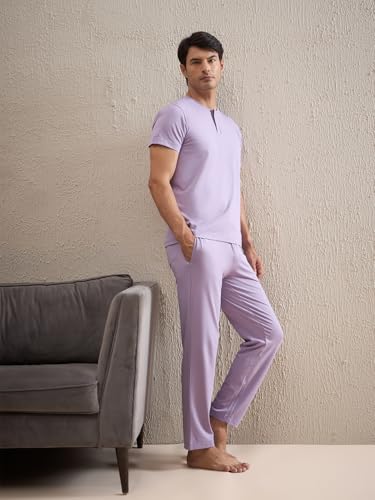Sweet Dreams Men Gentlemen Solid Pyjama Set Lilac
