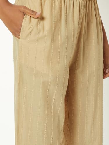 Max Women Embroidered Palazzos (Beige_S)