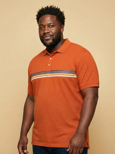 Bigbanana Men Plus Solid Orange Half Sleeve Polo Tshirt (Forge,Orange,3XL)
