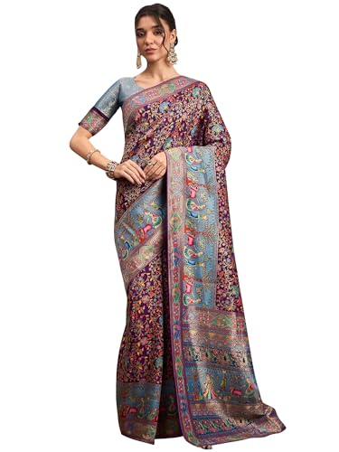 AKHILAM Women's Kanjivaram Woven Soft Silk Saree With Blouse Piece