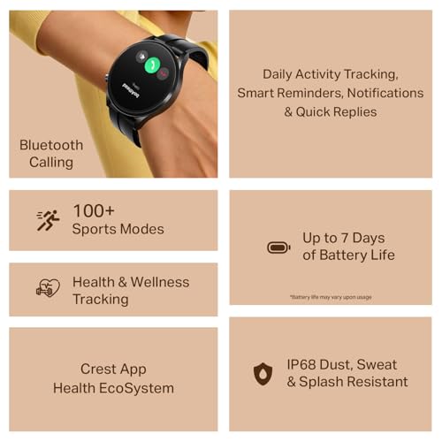 boAt Chrome Horizon, Video Watch Faces, 1.51” AMOLED Display, HRV & VO2 Max, Auto-Activity Detection, ASAP Charge, Advanced Bluetooth Calling, IP68, HR & SpO2 Monitor Smart Watch(Midnight Black)