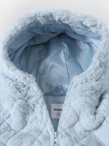 Max Girls Faux Fur Hooded Jacket (Blue_6-8 Y)