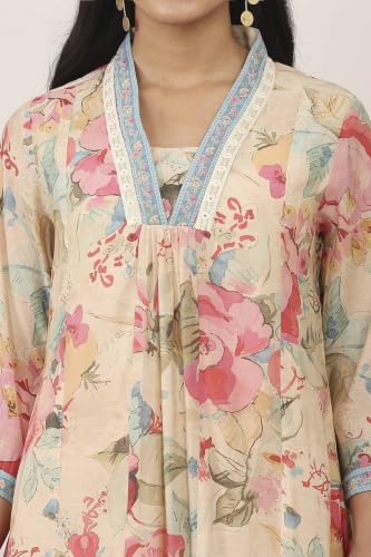 Rangriti Viscose Polyester Printed Kalidar Festive Kurta With Salwar And Dupatta
