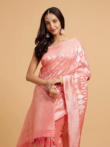 MOHEY Women's Art Silk bel Buti Pattern Zari Weave Saree(Gajree)