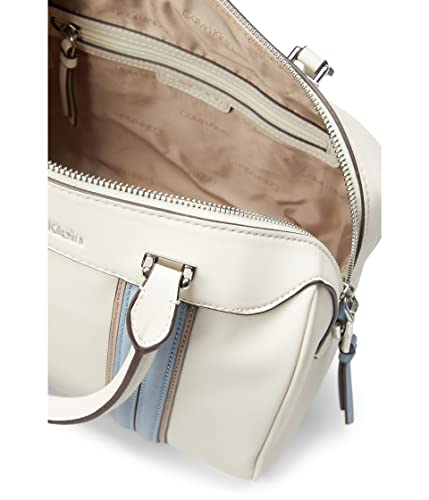Calvin Klein Blake Top Zip Satchel, White/Cloud Combo, One Size