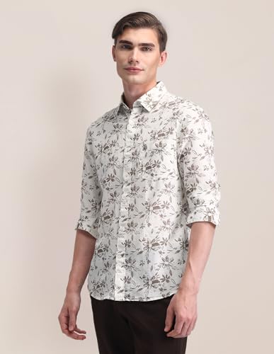 U.S. POLO ASSN. Tailored Fit Printed Shirt (USSHT2232_Beige_42)